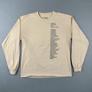 Pusha-T Daytona Tour Shirt Men's Large Beige Long Sleeve 2018 World Tour Rap